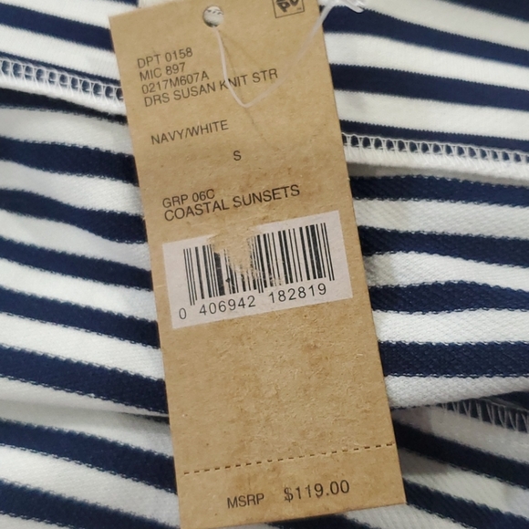 Cremieux Susan Knit  Navy Striped Dress Small - Picture 9 of 10